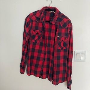 Salt Valley Western Slim cut plaid shirt with pearl snaps